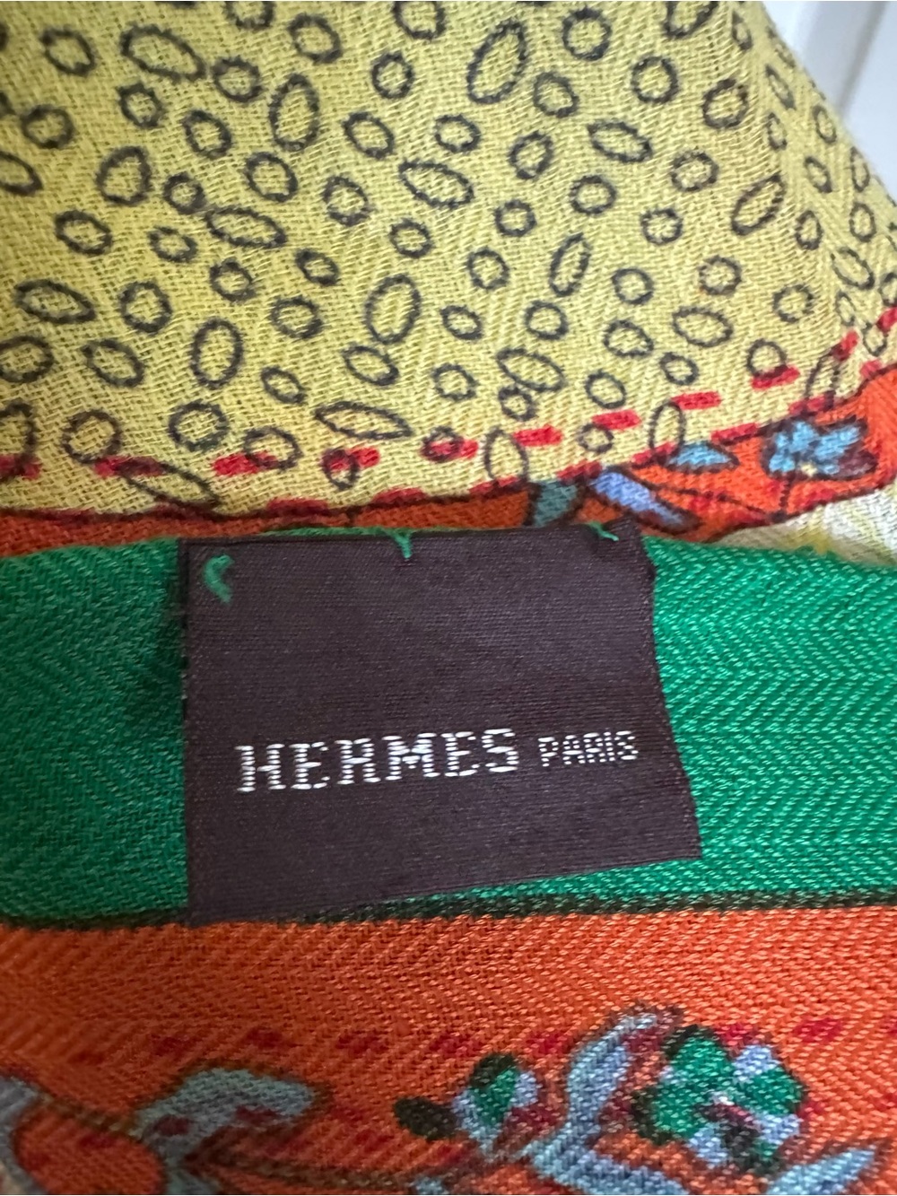HERMES Multicolor Wool/Silk Blend Wrap Scarf - Picture 4 of 8